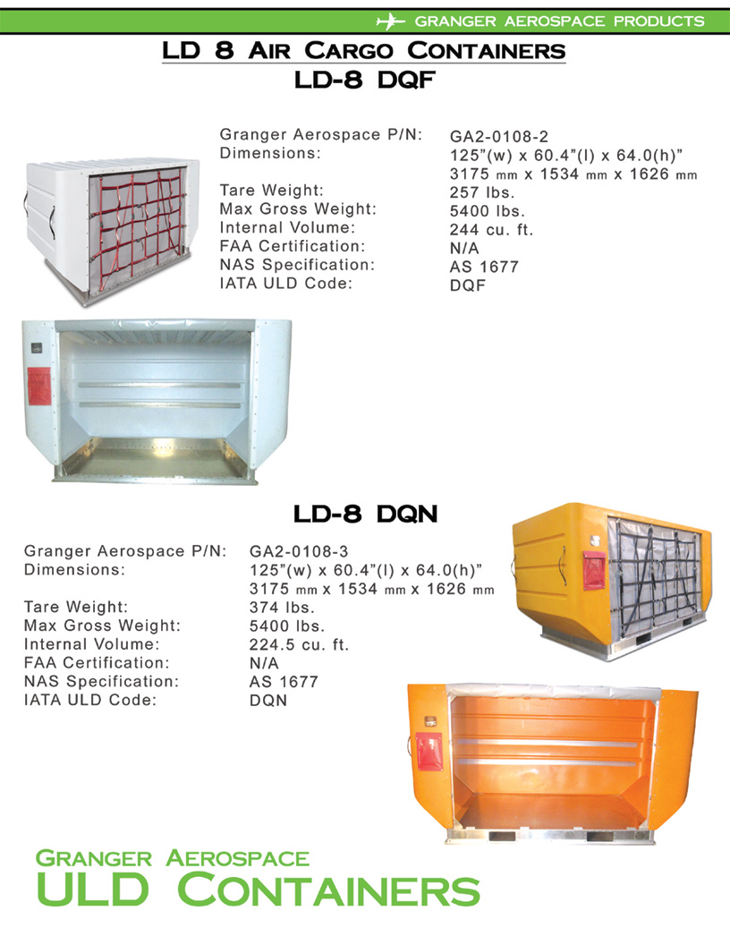 LD 8, LD 8 Air Cargo Container, DQF, DQN, LD 8 Air Freight, ULD 8, Granger Aerospace LD 8